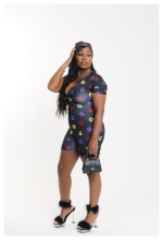 G Print Romper (Black) - Image 2